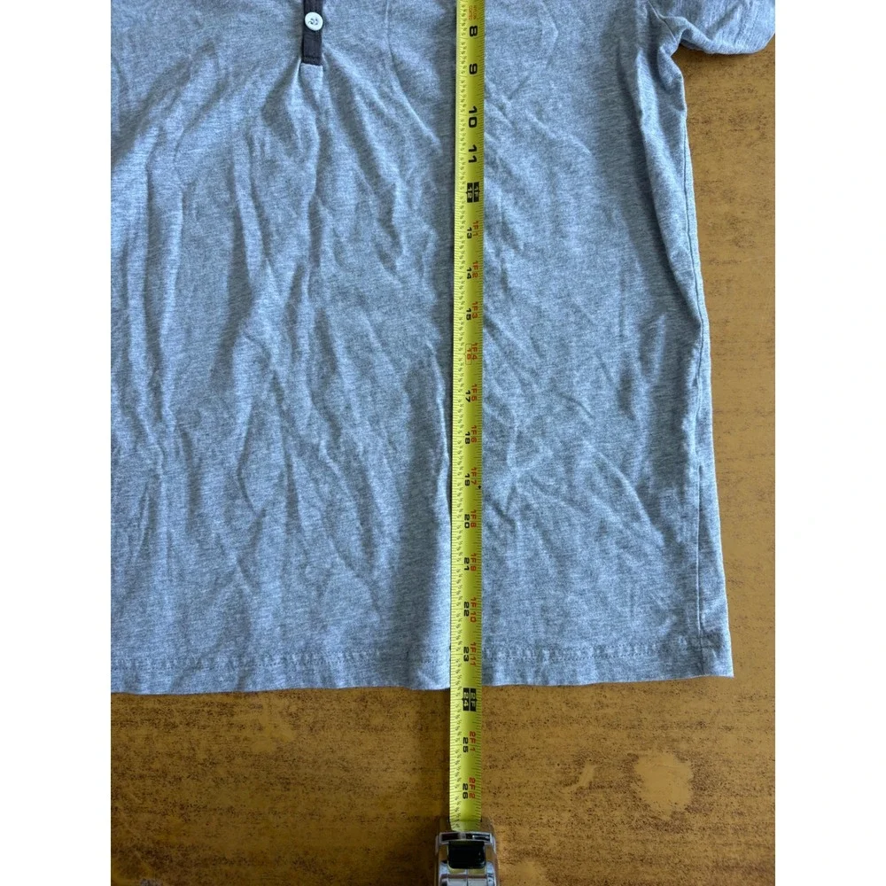 Hawiton Womens Pajama Top Heather Gray Henley Short‎ Sleeve Sleep Shirt Size M
